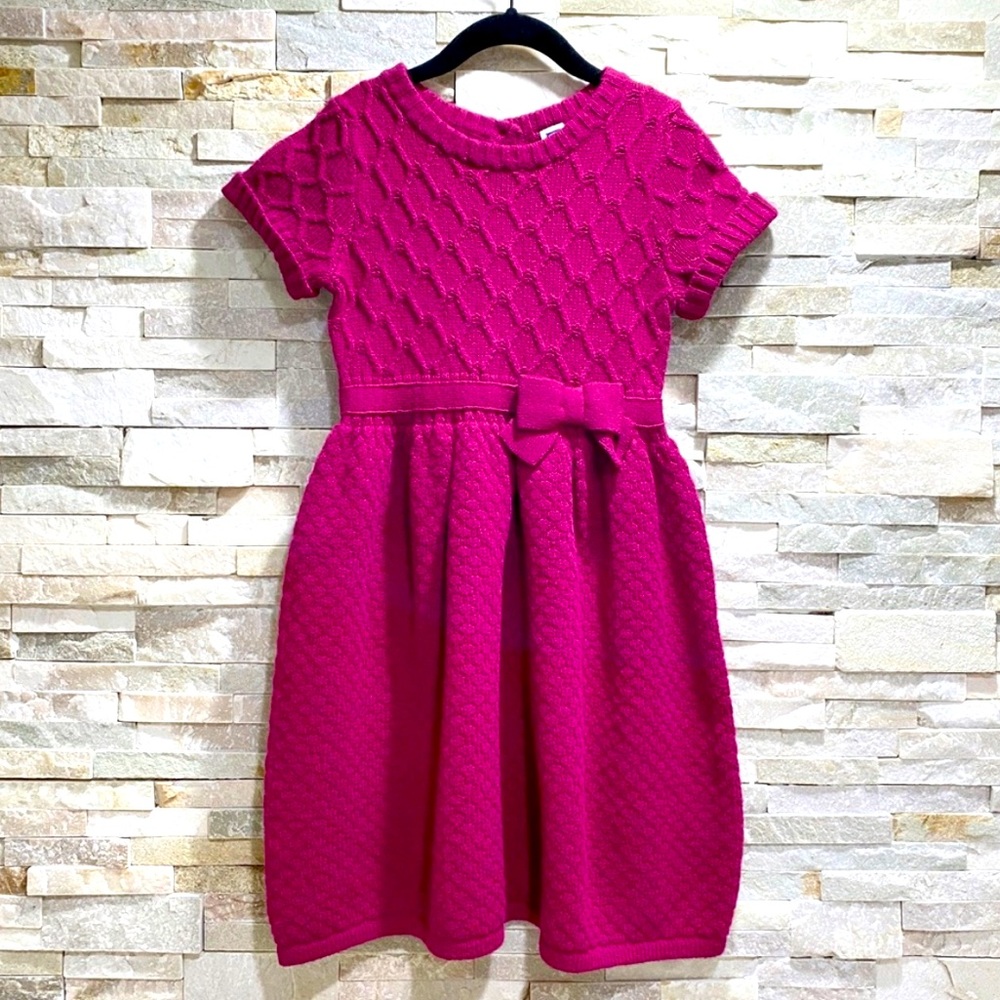 Janie and Jack Cable Knit Dress with Bow Size 7